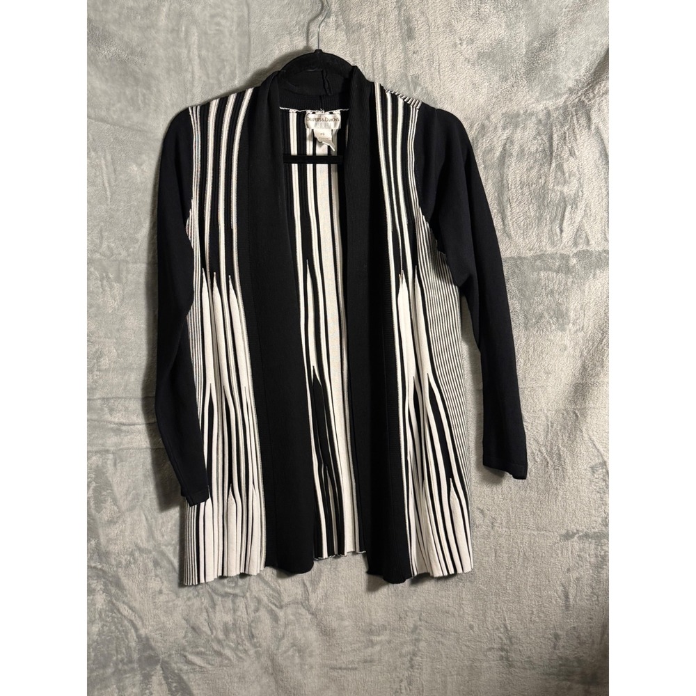 Drapers & Damon's Petites Black White Stripe‎ Knit Cardigan Sweater Jacket